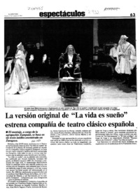 La Versión original de "La vida es sueño" estrena compañía de teatro clásico española  [artículo].