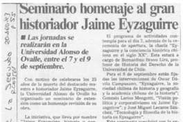 Seminario homenaje al gran historiador Jaime Eyzaguirre