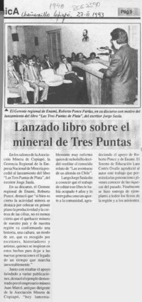Lanzado libro sobre el mineral de Tres Puntas  [artículo].