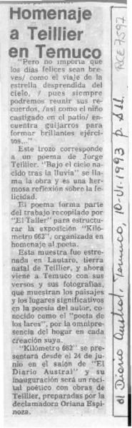 Homenaje a Teillier en Temuco  [artículo].