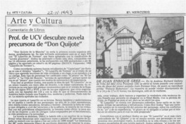 Prof. de UCV descubre novela precursora de "Don Quijote"