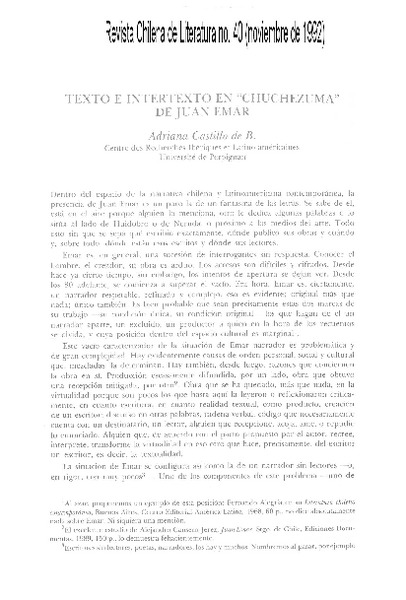 Texto e intertexto en "Chuchezuma" de Juan Emar