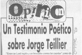 Un testimonio poético sobre Jorge Teillier  [artículo] Francisco Véjar.
