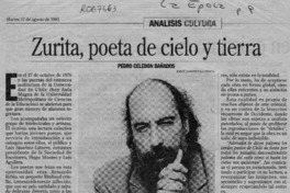 Zurita, poeta del cielo y tierra  [artículo] Pedro Celedón Bañados.