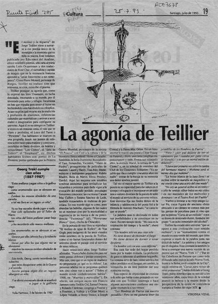 La agonía de Teillier  [artículo] Virginia Vidal.