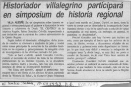 Historiador villalegrino participará en simposium de historia regional  [artículo].