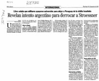Revelan intento argentino para derrocar a Stroessner  [artículo].
