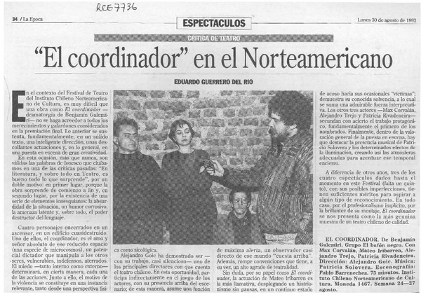 "El coordinador" en el norteamericano  [artículo] Eduardo Guerrero del Río.