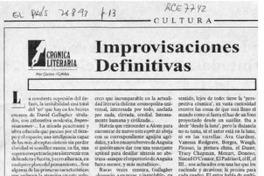 Improvisaciones definitivas  [artículo] Carlos Iturra.