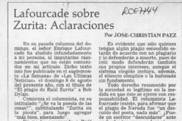 Lafourcade sobre Zurita, aclaraciones  [artículo] José Christian Páez.