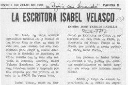 La escritora Isabel Velasco  [artículo] José Vargas Badilla.
