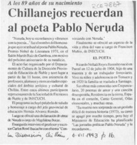 Chillanejos recuerdan al poeta Pablo Neruda  [artículo].