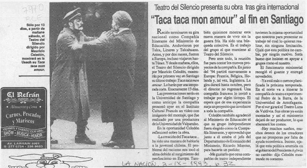 "Taca taca mon amour" al fin en Santiago  [artículo].