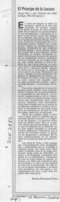 El príncipe de la locura  [artículo] Ramón Florenzano Urzúa.