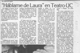 "Háblame de Laura" en Teatro UC  [artículo].