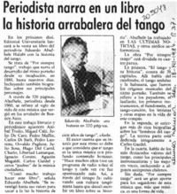 Periodista narra en un libro la historia arrabalera del tango  [artículo].
