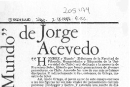 "Hombre y mundo" de Jorge Acevedo  [artículo] Humberto Giannini I.