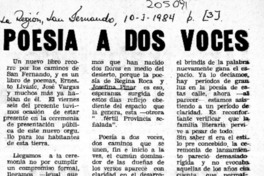 Dos voces poéticas  [artículo] José Vargas BAdilla.
