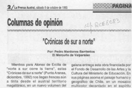 "Crónicas de sur a norte"  [artículo] Pedro Mardones Barrientos.