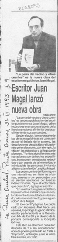 Escritor Juan Magal lanzó nueva obra  [artículo] Tatiana Diener.