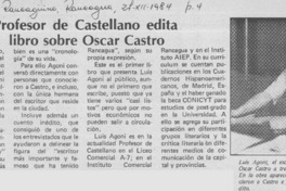 Profesor de Castellano edita libro sobre Oscar Castro  [artículo].