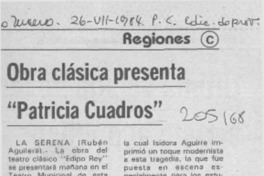 Obra clásica presenta 'Patricia Cuadros'  [artículo] Rubén Aguilera.