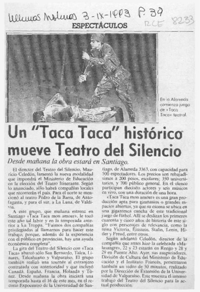 Un "Taca Taca" histórico mueve Teatro del Silencio  [artículo].