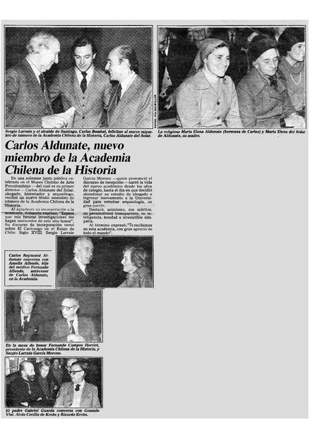 Carlos Aldunate, nuevo miembro de la Academia Chilena de la Historia