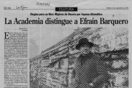 La Academia distingue a Efraín Barquero  [artículo] Oscar Vega.