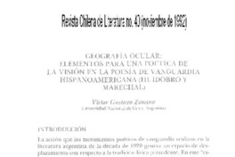 Geografía ocular, elementos para una poética de la visión en la poesía de vanguardia hispanoamericana (Huidobro y Marechal)