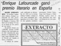 Enrique Lafourcade ganó premio literario en España  [artículo].