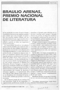 Braulio Arenas, Premio Nacional de Literatura