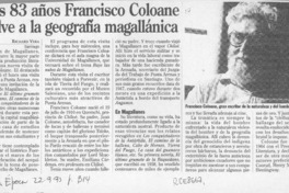 A los 83 años Francisco Coloane vuelve a la geografía magallánica  [artículo] Richard Vera.