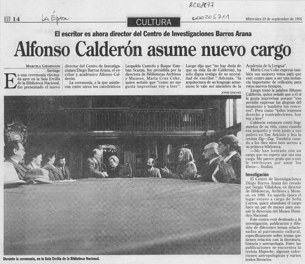 Alfonso Calderón asume nuevo cargo