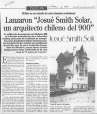 Lanzaron "Josué Smith Solar, un arquitecto chileno del 900"  [artículo].