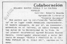 Rolando Bustos Zavala y la cultura popular  [artículo] Roberto Bescós.