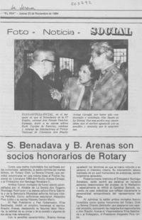 S. Benadava y B. Arenas son socios honorarios de Rotary