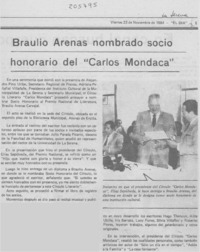 Braulio Arenas nombrado socio honorario del "Carlos Mondaca"