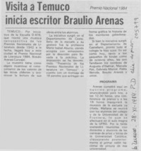 Visita a Temuco inicia escritor Braulio Arenas