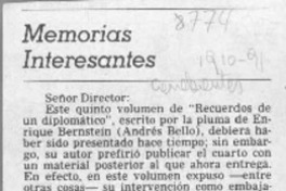 Memorias interesantes  [artículo] Alberto Arraño.