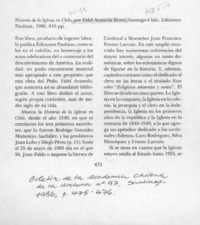 Historia de la Iglesia en Chile  [artículo] Manuel Salvat Monguillot.