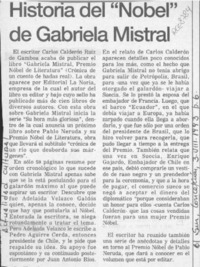 Historia del "Nobel" de Gabriela Mistral  [artículo].