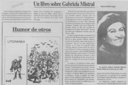 Un libro sobre Gabriela Mistral  [artículo] Marino Muñoz Lagos.