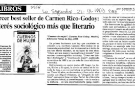 Tercer best seller de Carmen Rico-Godoy, interés sociológico más que literario  [artículo] Eduardo Guerrero del Río.