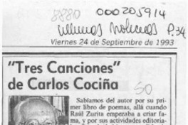 "Tres canciones" de Carlos Cociña
