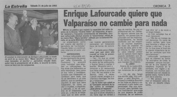 Enrique Lafourcade quiere que Valparaíso no cambie para nada  [artículo].