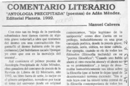 "Antología precipitada"  [artículo] Manuel Cabrera.