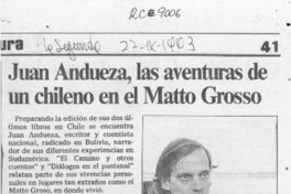 Juan Andueza, las aventuras de un chileno en el Matto Grosso  [artículo].
