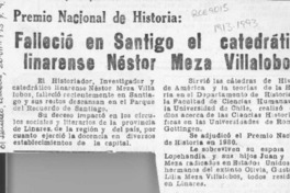 Falleció en Santiago el catedrático linarense Néstor Meza Villalobos  [artículo].