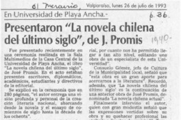 Presentaron "La novela chilena del último siglo", de J. Promis  [artículo].